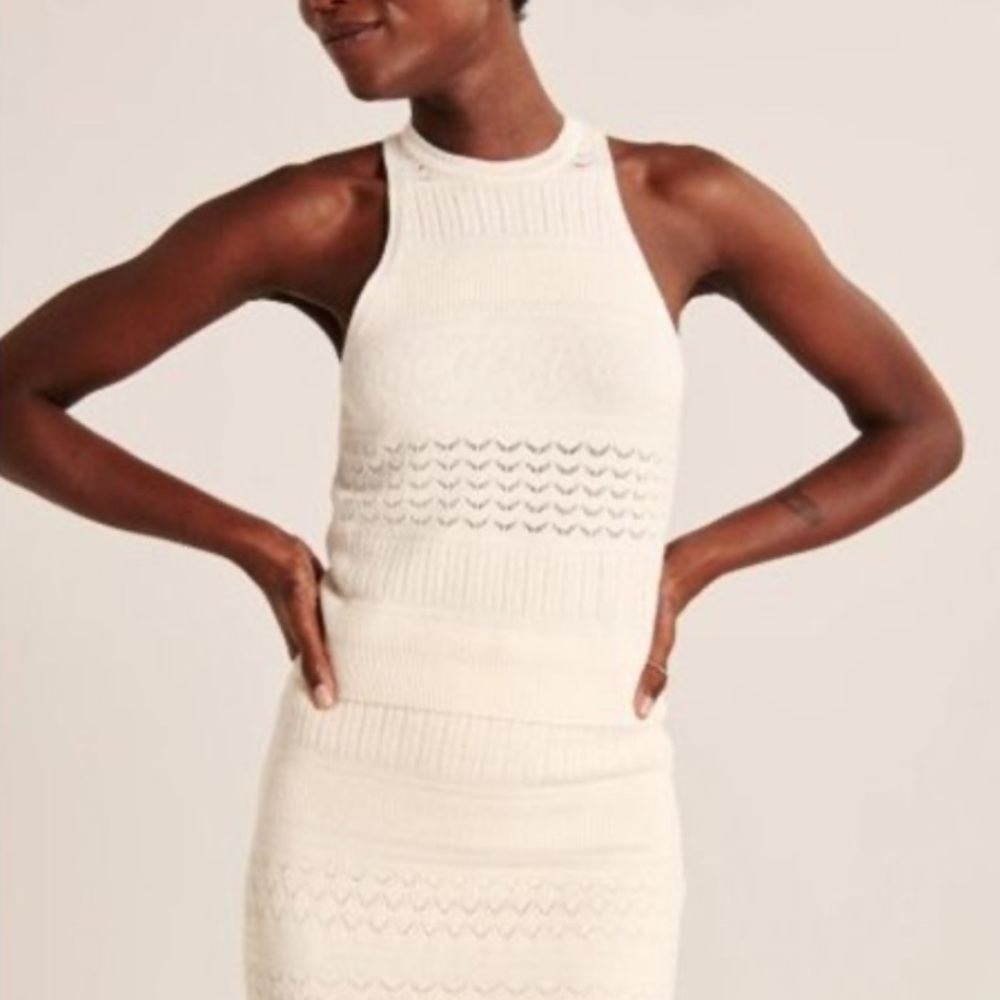 NWT❗️A&F White Pointelle High Neck Tank
